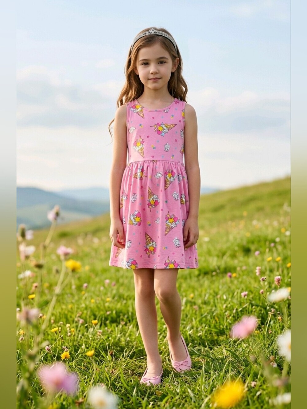 LC Waikiki Pink Ice cream 🍦 Pattern Dress